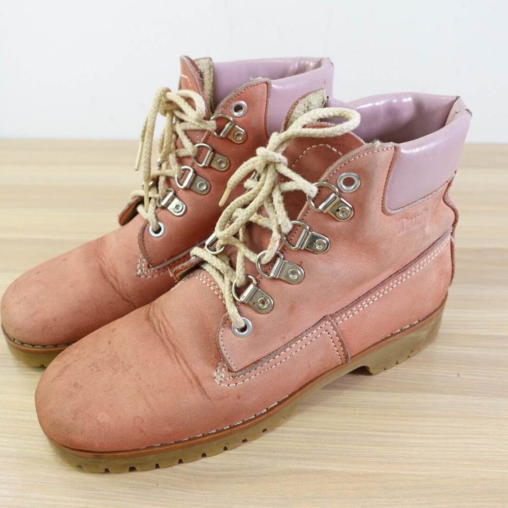 1970s Vintage Hiking Leather Boots Women 5.5 Chore Trail Ankle Lug Sole Work USA